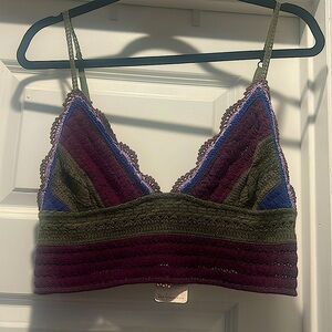 Free People Intimately crochet bra top . Top can be worn alone or for layering.